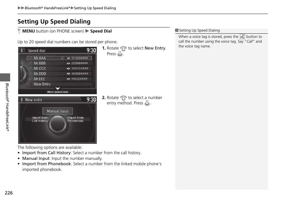 Setting up speed dialing | Acura 2015 TLX - Navigation Manual (Without Software Update) Ver. ST02 User Manual | Page 227 / 329