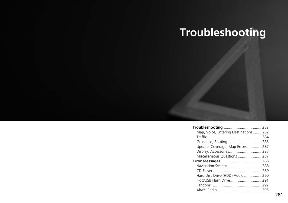 Troubleshooting | Acura 2015 TLX - Navigation Manual (Without Software Update) Ver. ST02 User Manual | Page 282 / 329