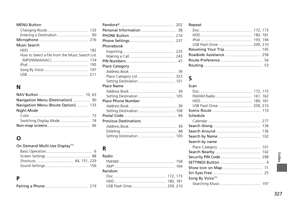 Acura 2015 TLX - Navigation Manual (Without Software Update) Ver. ST02 User Manual | Page 328 / 329
