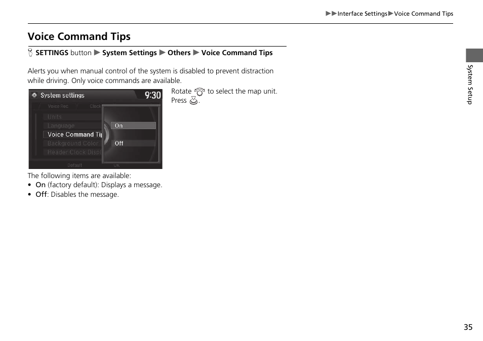 Voice command tips | Acura 2015 TLX - Navigation Manual (Without Software Update) Ver. ST02 User Manual | Page 36 / 329