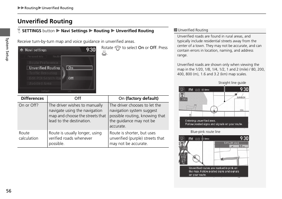 Unverified routing, Unverified routing p. 56 | Acura 2015 TLX - Navigation Manual (Without Software Update) Ver. ST02 User Manual | Page 57 / 329