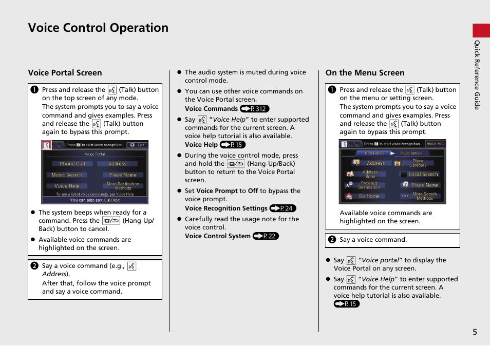 Voice control operation | Acura 2015 TLX - Navigation Manual (Without Software Update) Ver. ST02 User Manual | Page 6 / 329