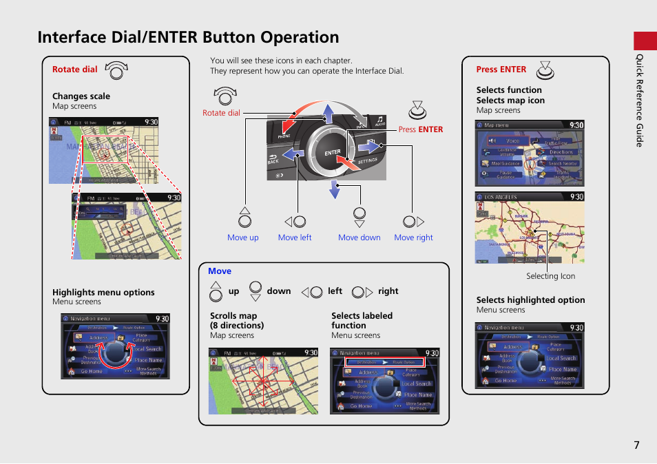 Interface dial/enter button operation | Acura 2015 TLX - Navigation Manual (Without Software Update) Ver. ST02 User Manual | Page 8 / 329
