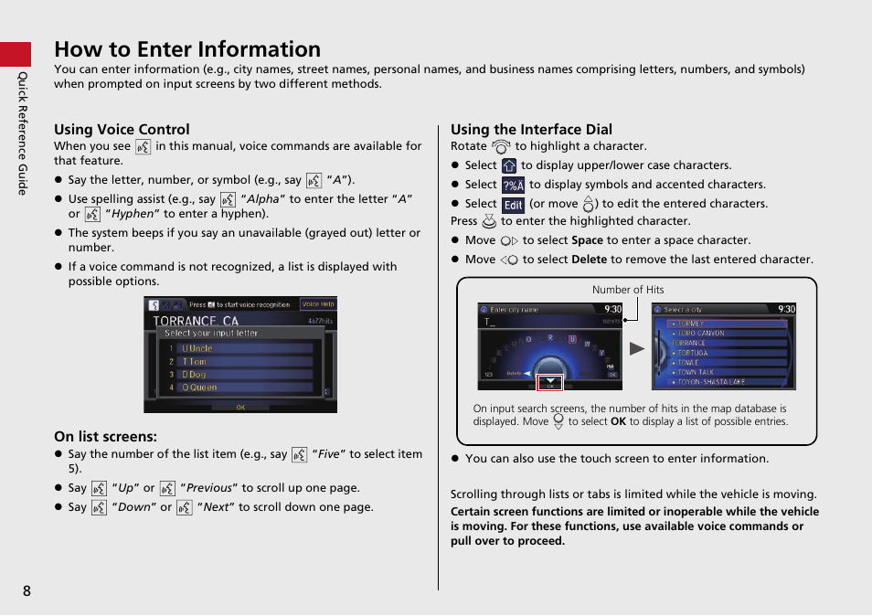 How to enter information | Acura 2015 TLX - Navigation Manual (Without Software Update) Ver. ST02 User Manual | Page 9 / 329