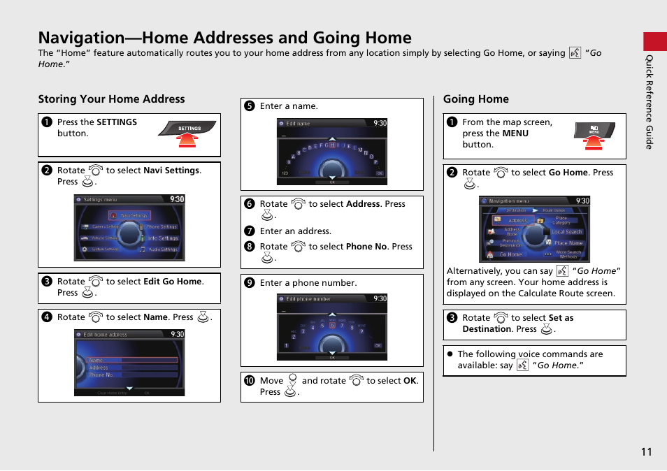 Navigation—home addresses and going home | Acura 2015 TLX - Navigation Manual (With Software Update) Ver. ST03 User Manual | Page 12 / 333