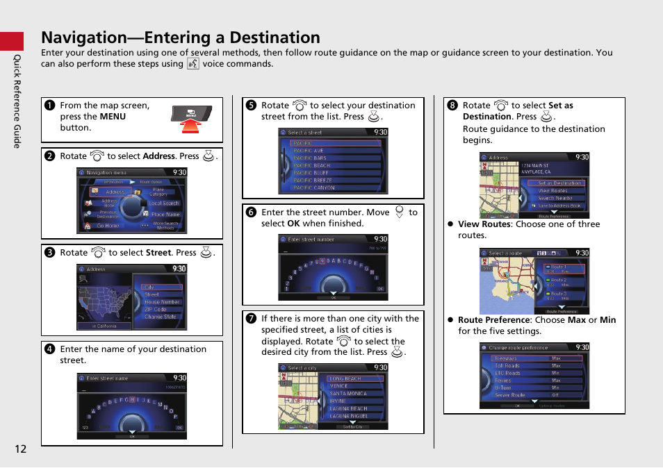 Navigation—entering a destination | Acura 2015 TLX - Navigation Manual (With Software Update) Ver. ST03 User Manual | Page 13 / 333