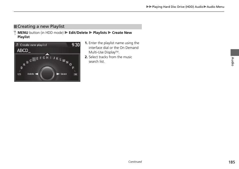 Creating a new playlist | Acura 2015 TLX - Navigation Manual (With Software Update) Ver. ST03 User Manual | Page 186 / 333
