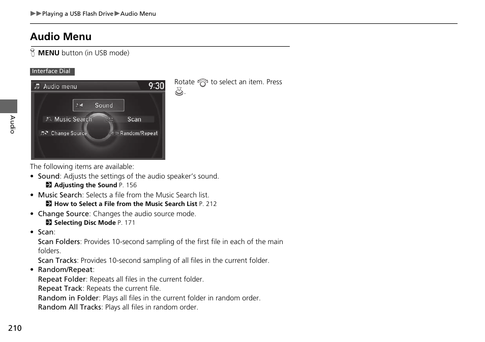Audio menu | Acura 2015 TLX - Navigation Manual (With Software Update) Ver. ST03 User Manual | Page 211 / 333