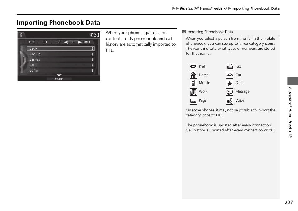 Importing phonebook data | Acura 2015 TLX - Navigation Manual (With Software Update) Ver. ST03 User Manual | Page 228 / 333