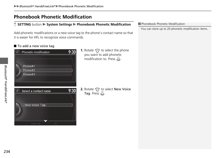 Phonebook phonetic modification | Acura 2015 TLX - Navigation Manual (With Software Update) Ver. ST03 User Manual | Page 235 / 333