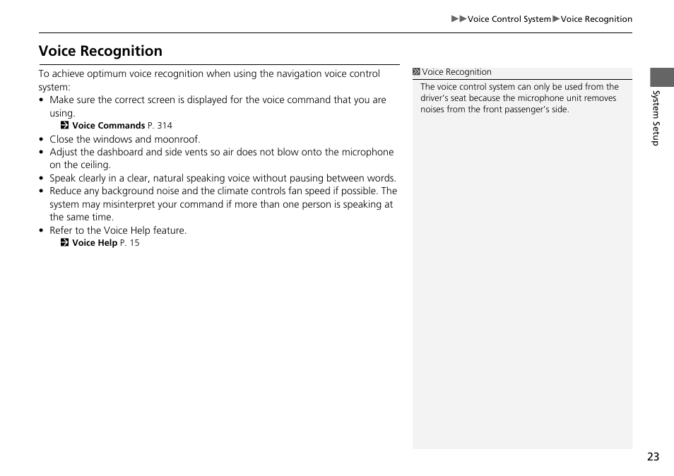 Voice recognition | Acura 2015 TLX - Navigation Manual (With Software Update) Ver. ST03 User Manual | Page 24 / 333
