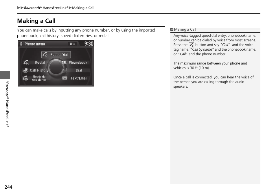Making a call | Acura 2015 TLX - Navigation Manual (With Software Update) Ver. ST03 User Manual | Page 245 / 333