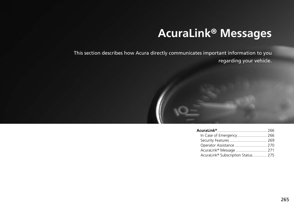 Acuralink® messages | Acura 2015 TLX - Navigation Manual (With Software Update) Ver. ST03 User Manual | Page 266 / 333
