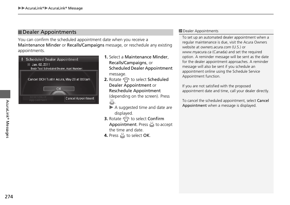 Dealer appointments | Acura 2015 TLX - Navigation Manual (With Software Update) Ver. ST03 User Manual | Page 275 / 333