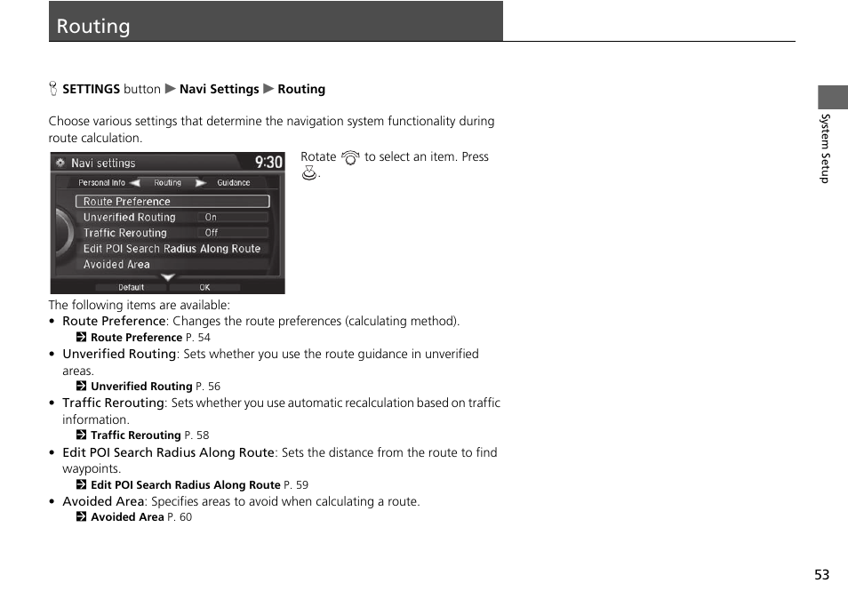 Routing 53, Routing | Acura 2015 TLX - Navigation Manual (With Software Update) Ver. ST03 User Manual | Page 54 / 333