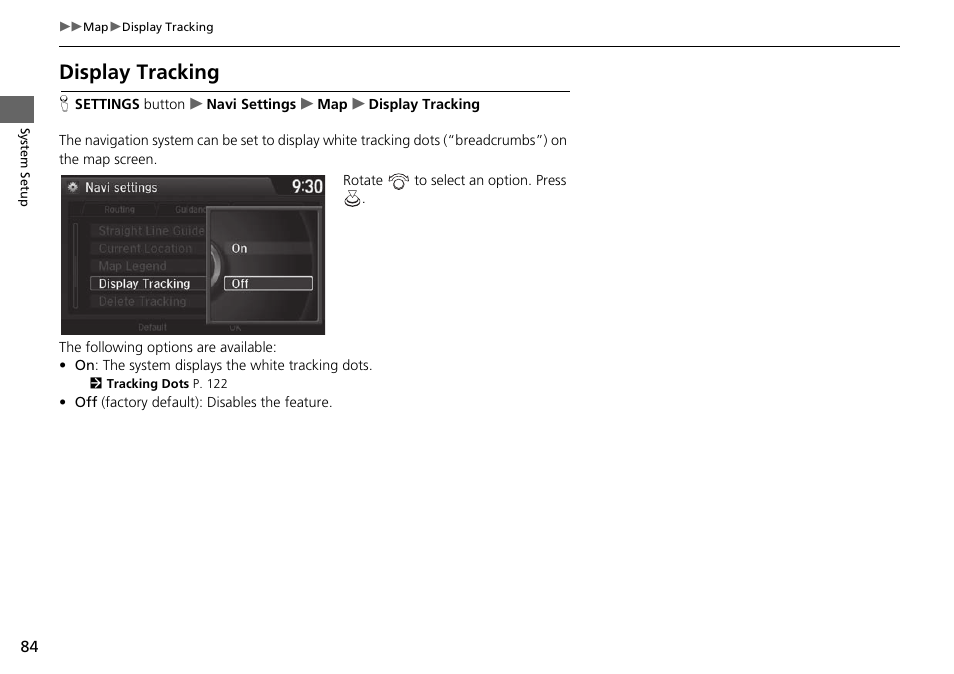 Display tracking, Display tracking p. 84 | Acura 2015 TLX - Navigation Manual (With Software Update) Ver. ST03 User Manual | Page 85 / 333