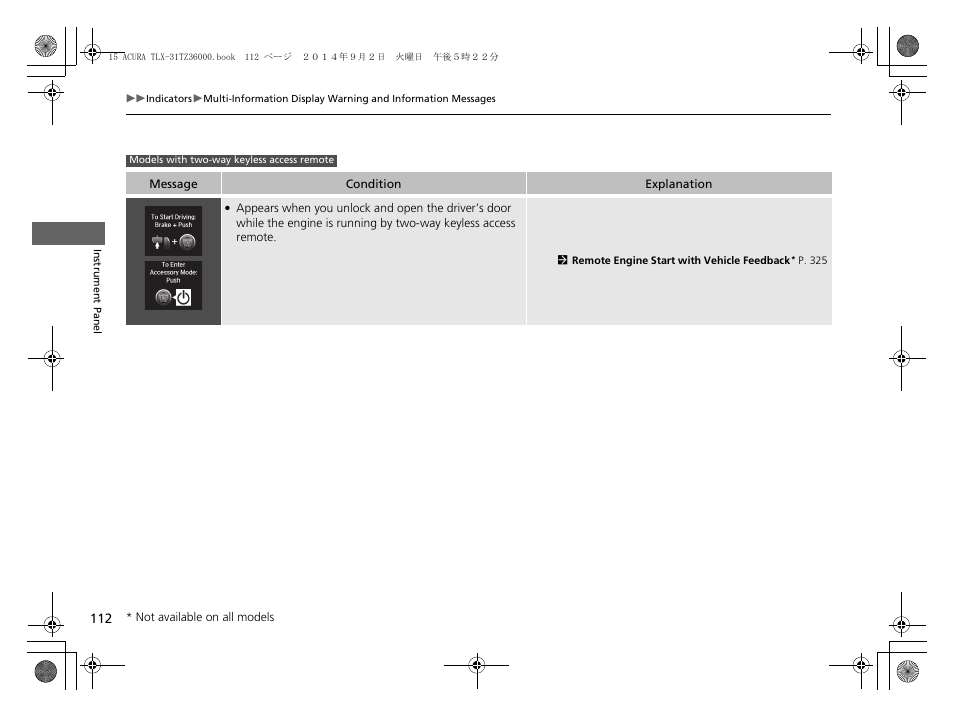 Acura 2015 TLX - Owner's Manual (Revised 12/13/2014) User Manual | Page 113 / 545