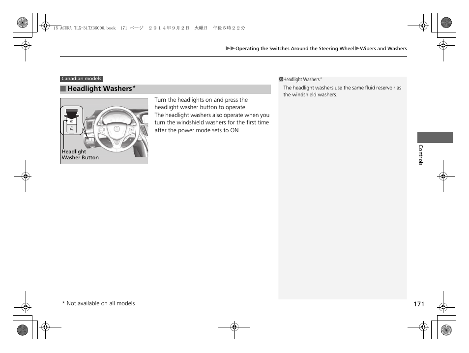 P171 | Acura 2015 TLX - Owner's Manual (Revised 12/13/2014) User Manual | Page 172 / 545