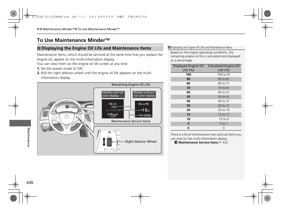 Acura 2015 TLX - Owner's Manual (Revised 12/13/2014) User Manual | Page 431 / 545