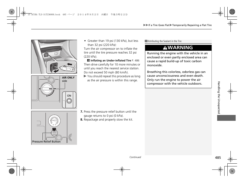 Warning | Acura 2015 TLX - Owner's Manual (Revised 12/13/2014) User Manual | Page 486 / 545