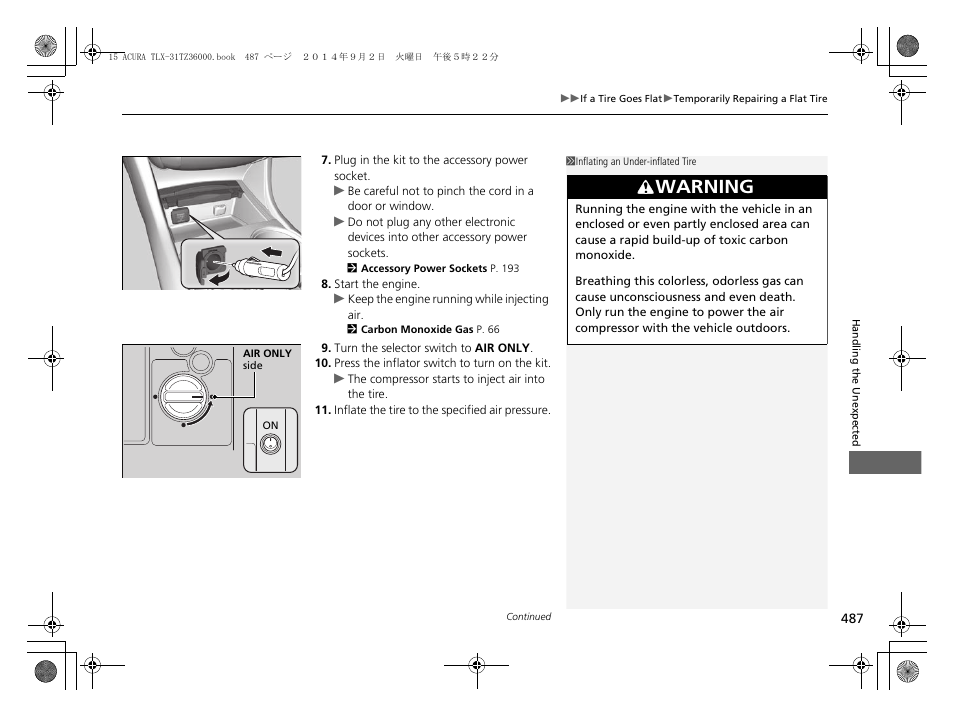 Warning | Acura 2015 TLX - Owner's Manual (Revised 12/13/2014) User Manual | Page 488 / 545