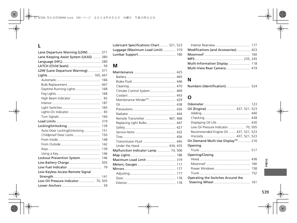 Acura 2015 TLX - Owner's Manual (Revised 12/13/2014) User Manual | Page 540 / 545