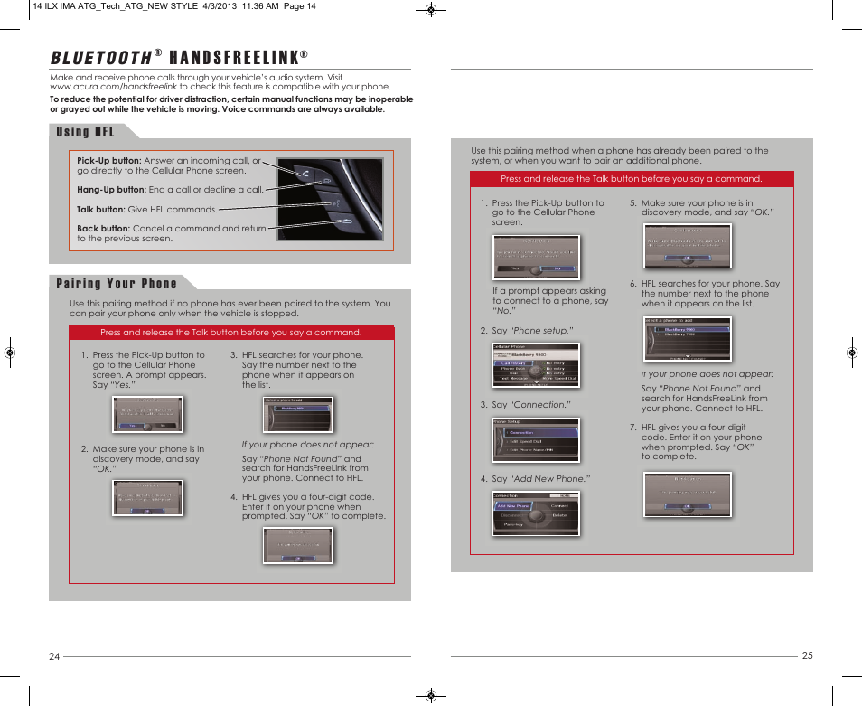 P. 24, H an d s freeli n k | Acura 2014 ILX Hybrid - Advanced Technology Guide (Tech) User Manual | Page 14 / 20