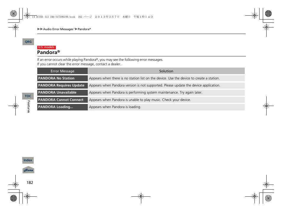 Pandora | Acura 2014 ILX Hybrid - Owner's Manual User Manual | Page 183 / 365