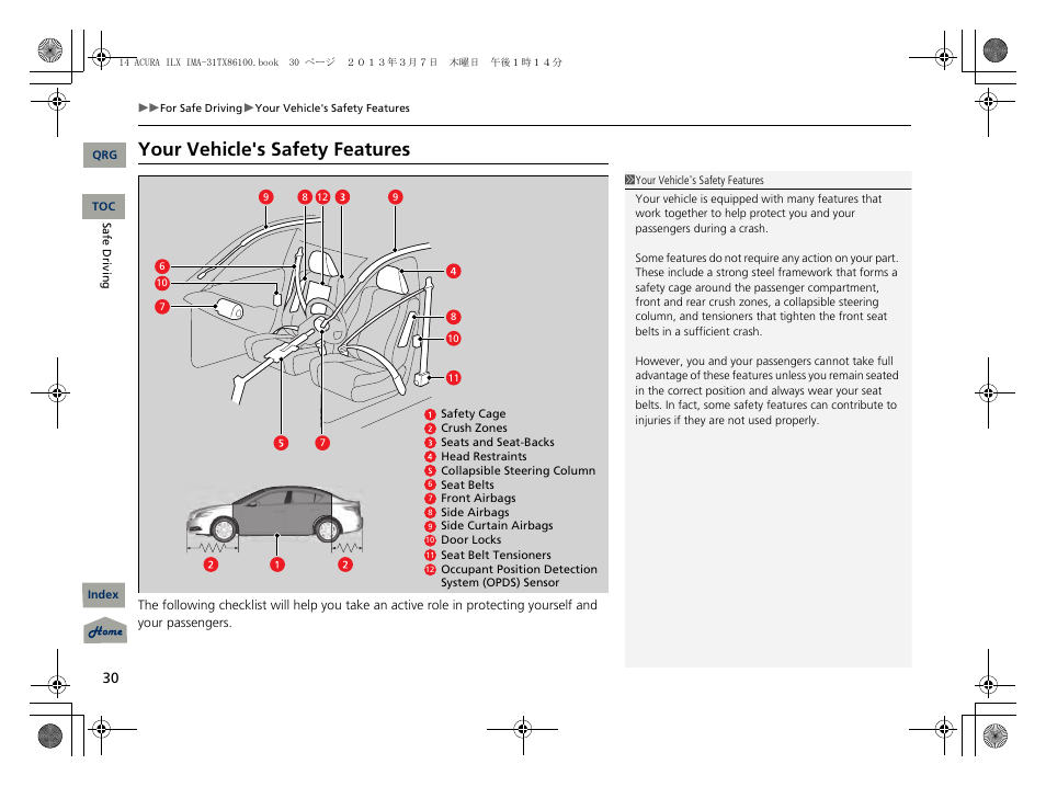 Your vehicle's safety features | Acura 2014 ILX Hybrid - Owner's Manual User Manual | Page 31 / 365