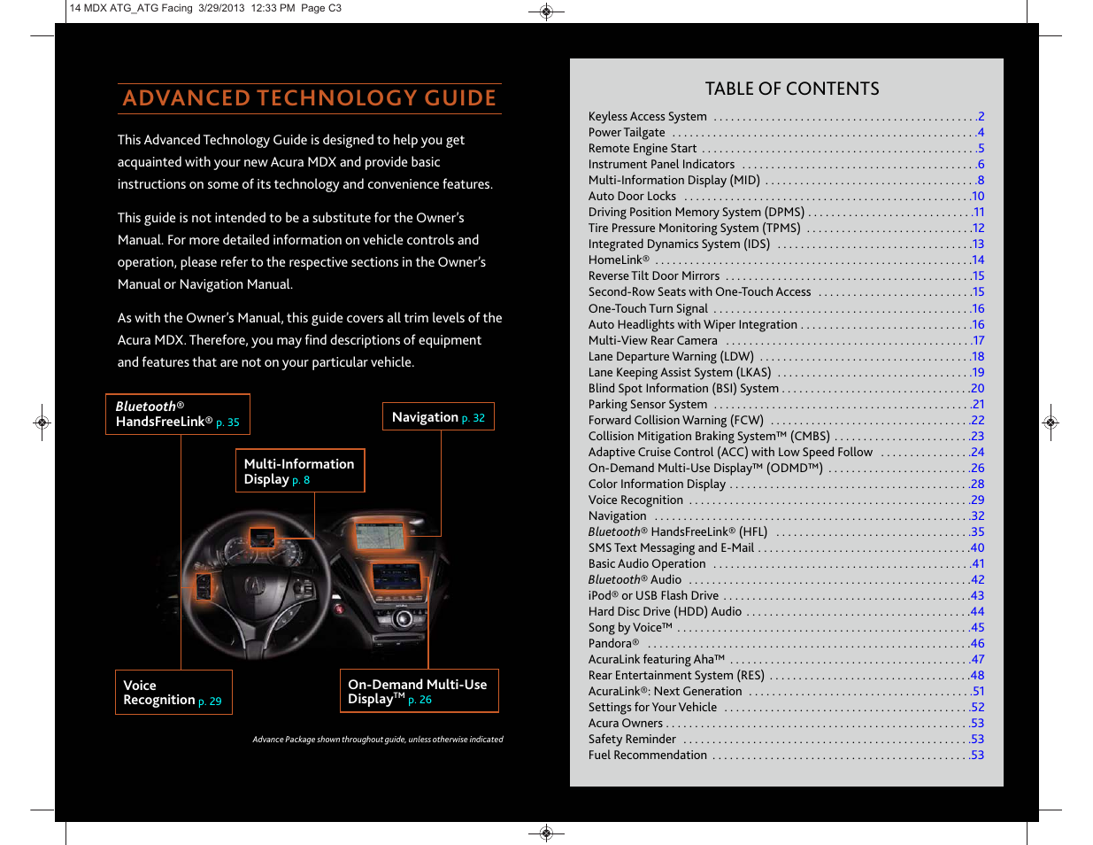 Acura 2014 MDX - Advanced Technology Guide User Manual | Page 2 / 28