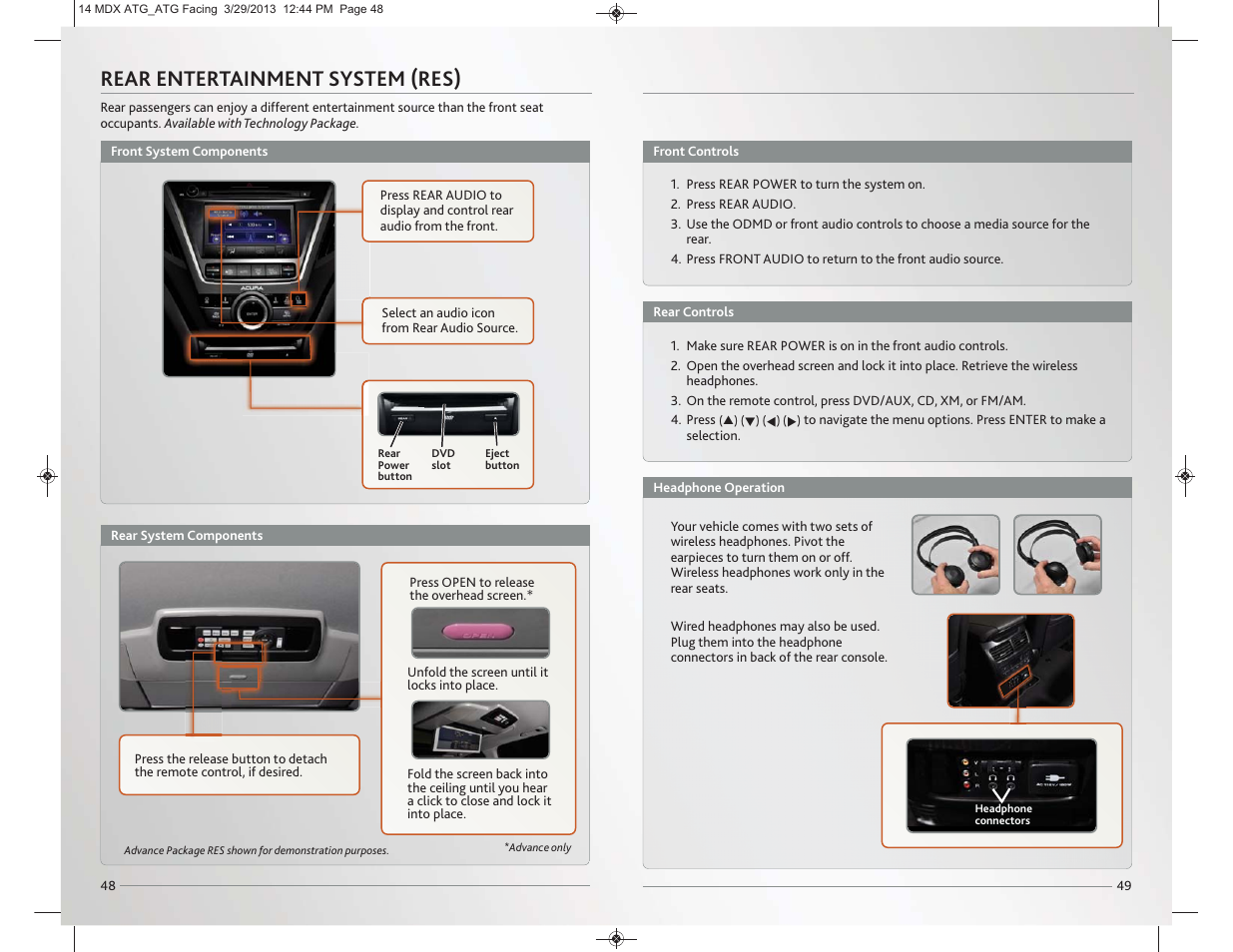 Rear entertainment system (res) | Acura 2014 MDX - Advanced Technology Guide User Manual | Page 26 / 28