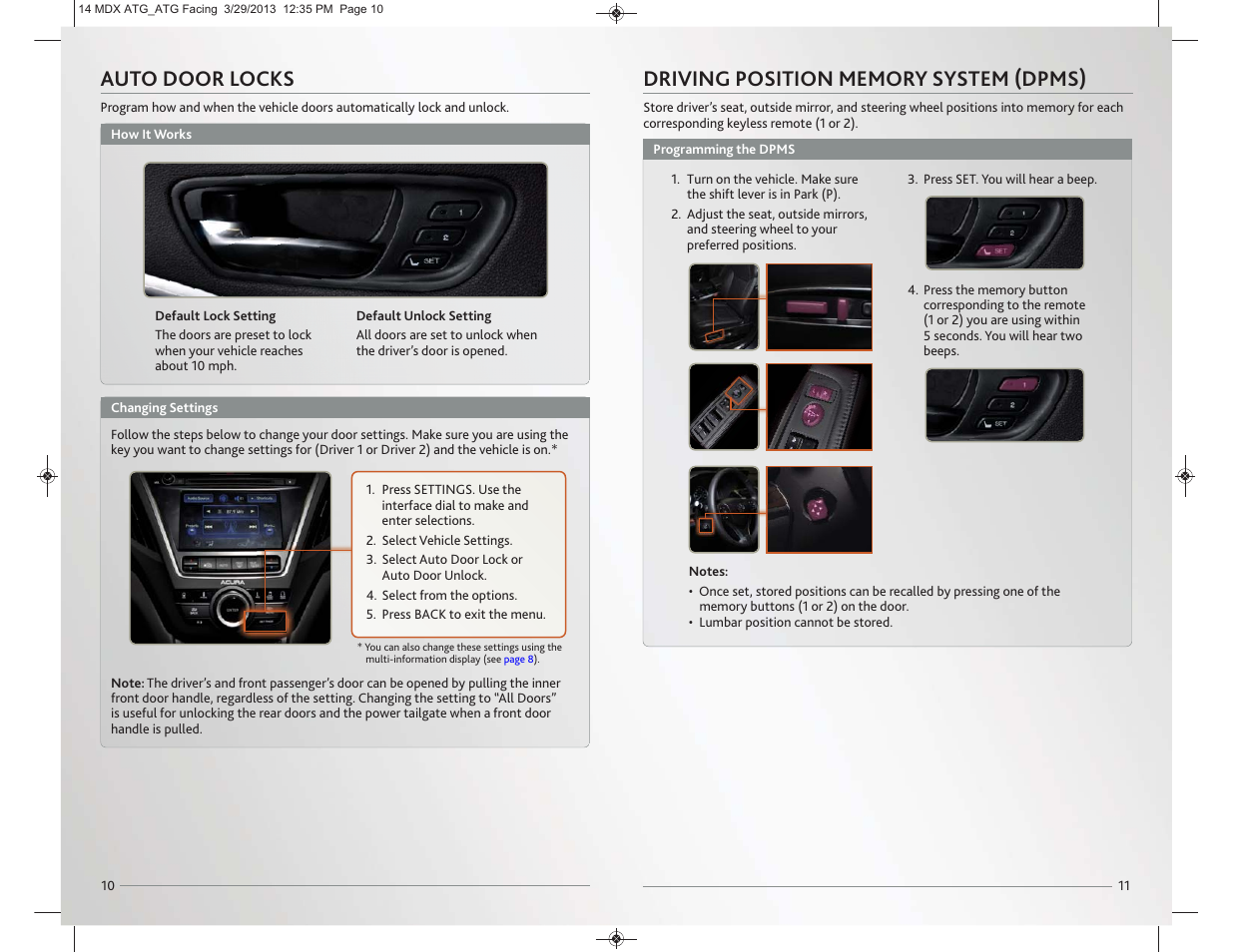 Auto door locks | Acura 2014 MDX - Advanced Technology Guide User Manual | Page 7 / 28