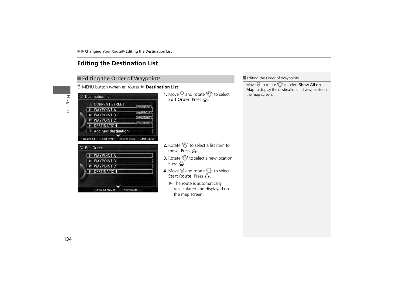 Editing the destination list, 2 editing the destination list, P. 134 | 2 editing the destination list p. 134 | Acura 2014 MDX - Navigation Manual User Manual | Page 135 / 343