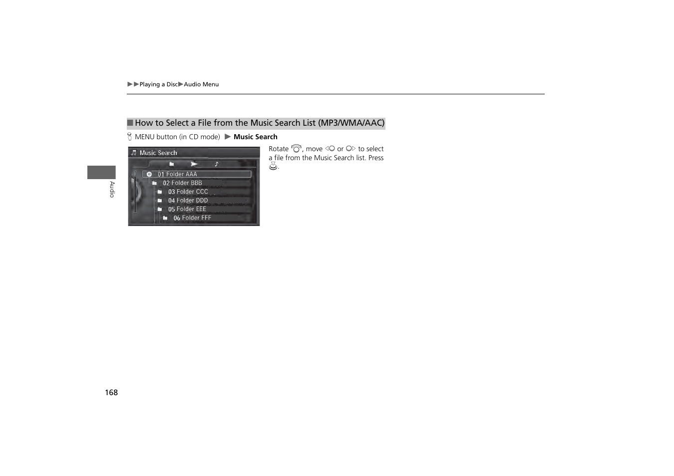 The music search list, P. 168 | Acura 2014 MDX - Navigation Manual User Manual | Page 169 / 343