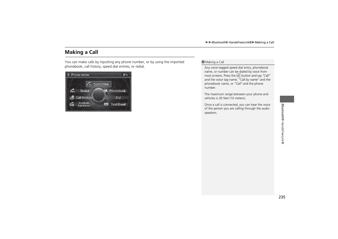 Making a call | Acura 2014 MDX - Navigation Manual User Manual | Page 236 / 343