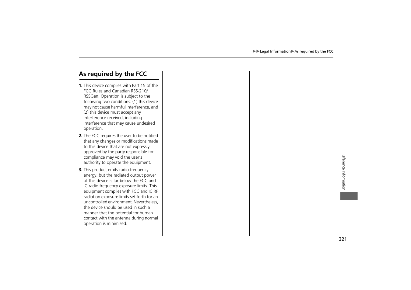 As required by the fcc | Acura 2014 MDX - Navigation Manual User Manual | Page 322 / 343