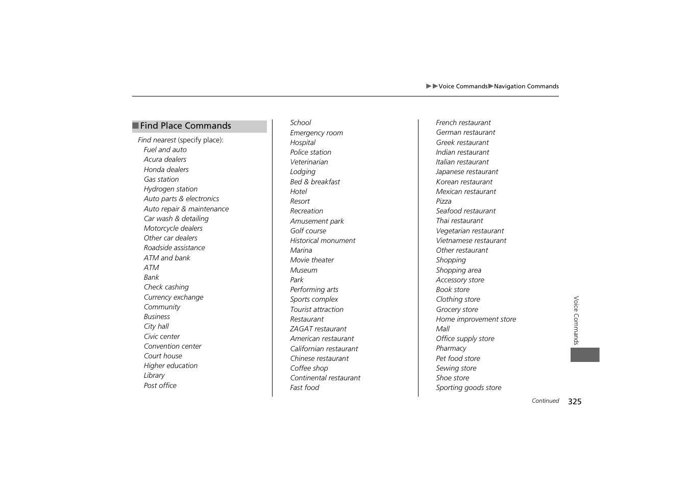 Acura 2014 MDX - Navigation Manual User Manual | Page 326 / 343