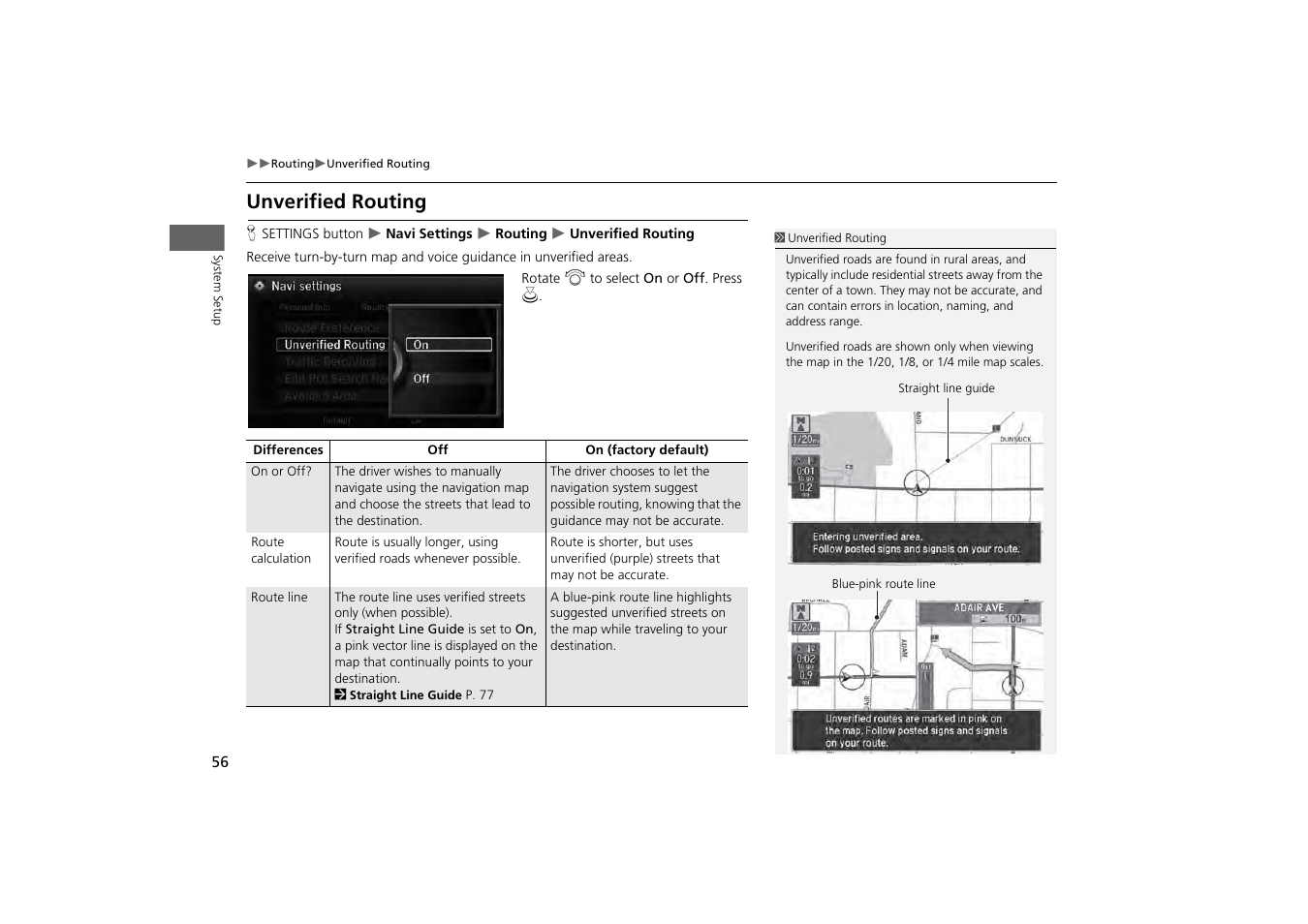 Unverified routing, P. 56 | Acura 2014 MDX - Navigation Manual User Manual | Page 57 / 343