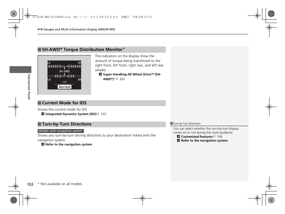 Acura 2014 MDX - Owner's Manual User Manual | Page 103 / 501