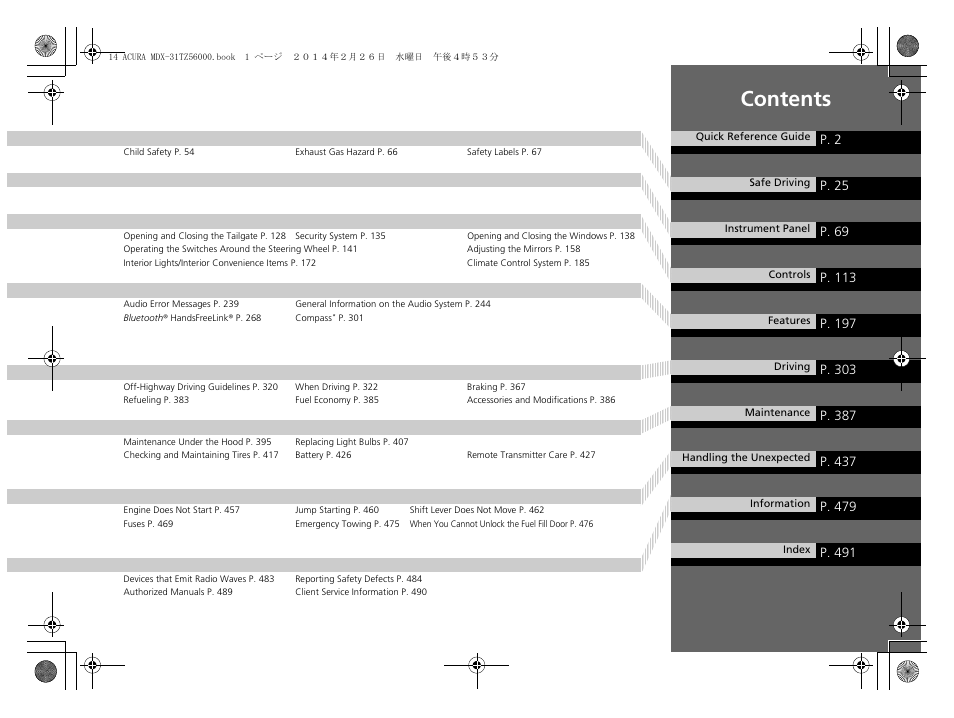 Acura 2014 MDX - Owner's Manual User Manual | Page 2 / 501