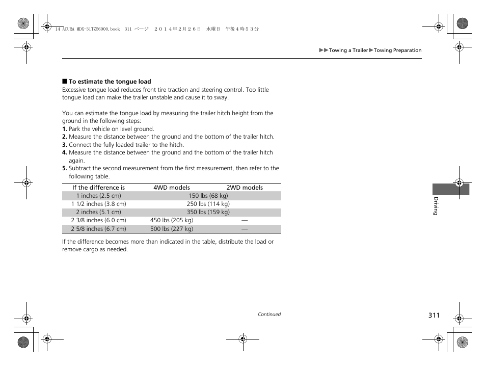 Acura 2014 MDX - Owner's Manual User Manual | Page 312 / 501