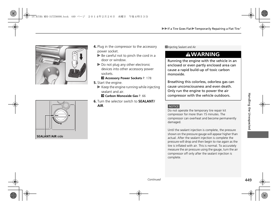 Warning | Acura 2014 MDX - Owner's Manual User Manual | Page 450 / 501