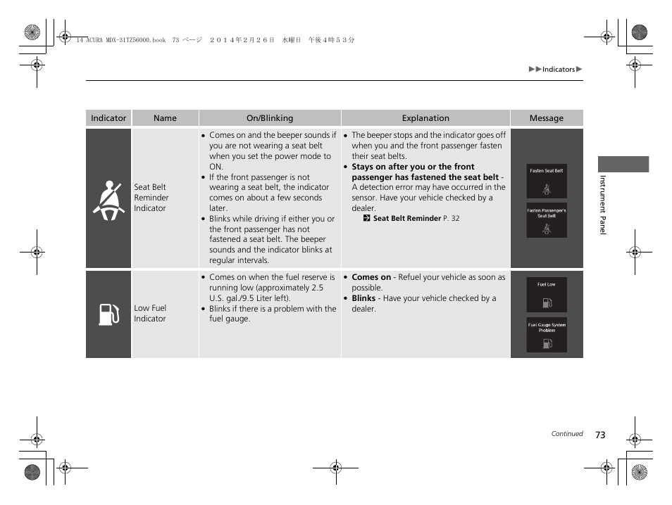 Acura 2014 MDX - Owner's Manual User Manual | Page 74 / 501