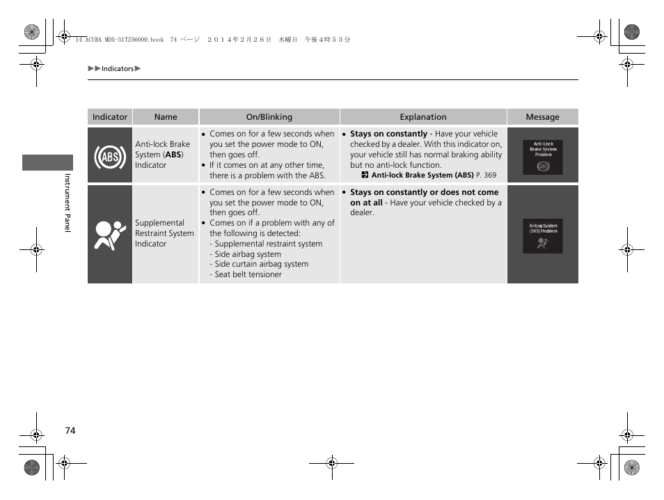 Acura 2014 MDX - Owner's Manual User Manual | Page 75 / 501