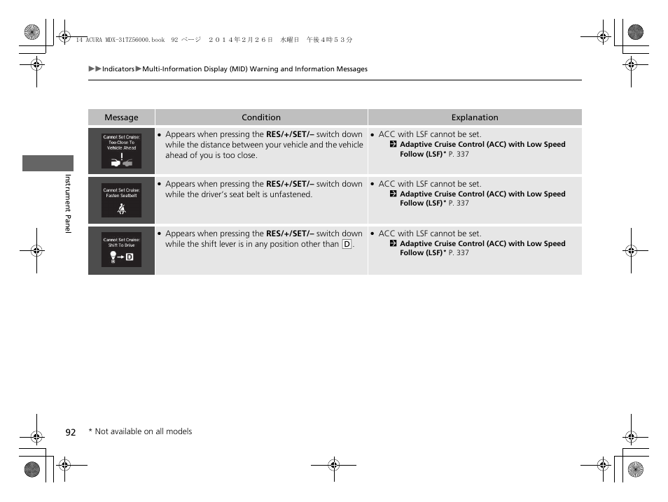 Acura 2014 MDX - Owner's Manual User Manual | Page 93 / 501