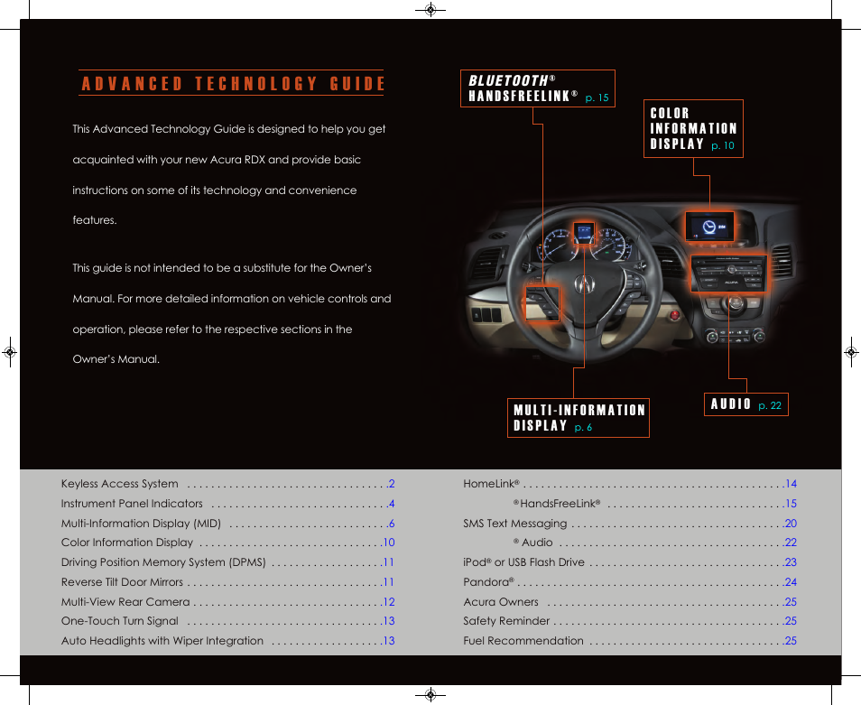 Acura 2014 RDX - Advanced Technology Guide (Base) User Manual | Page 2 / 14