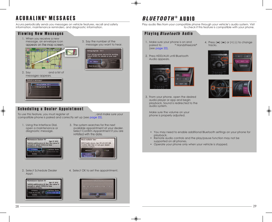 P. 29, P. 28, Audio | Acura 2014 RDX - Advanced Technology Guide (Advanced) User Manual | Page 16 / 20