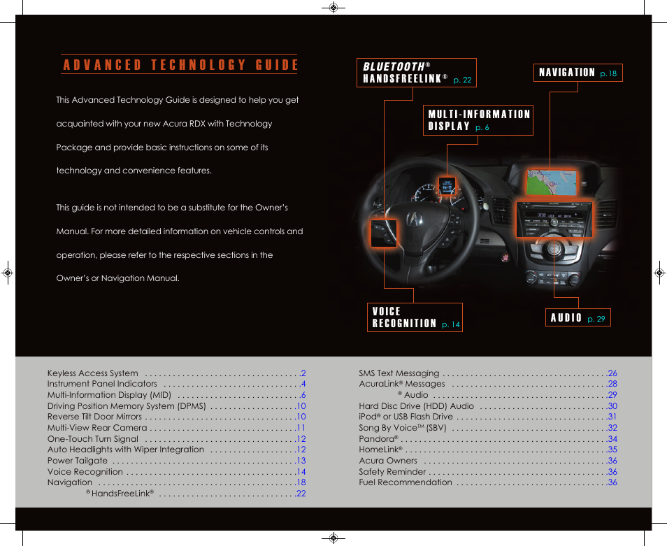 Navigation | Acura 2014 RDX - Advanced Technology Guide (Advanced) User Manual | Page 2 / 20