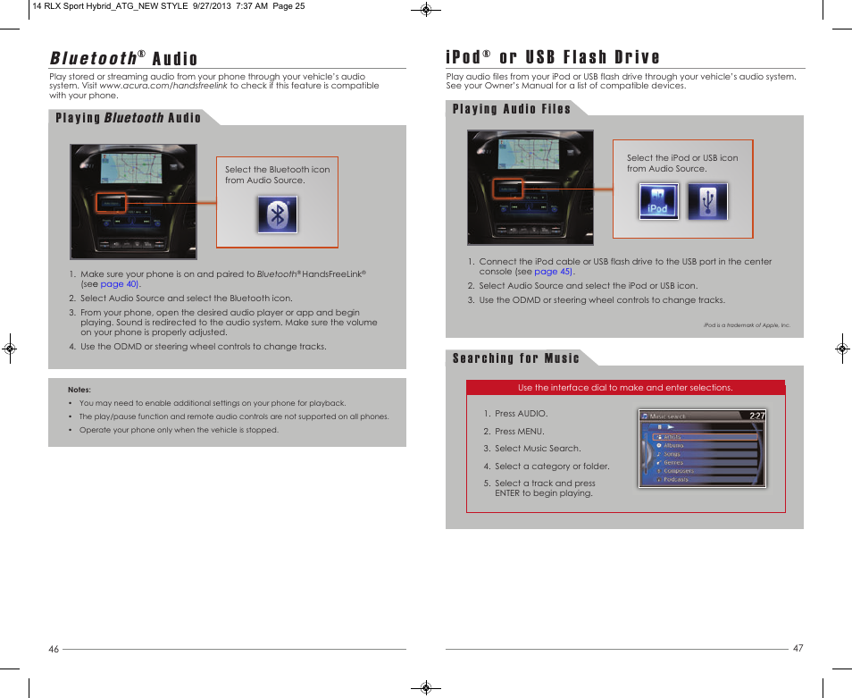 Audi o | Acura 2014 RLX Hybrid - Advanced Technology Guide User Manual | Page 25 / 29