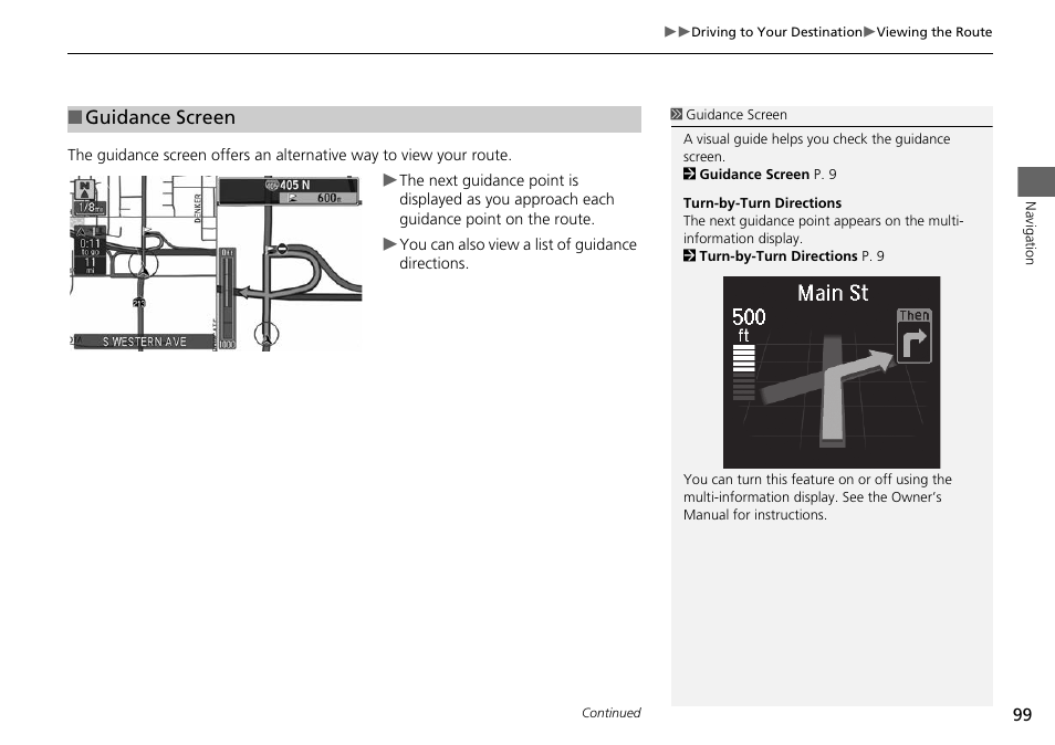 Guidance screen | Acura 2014 RLX Hybrid - Navigation Manual User Manual | Page 100 / 156